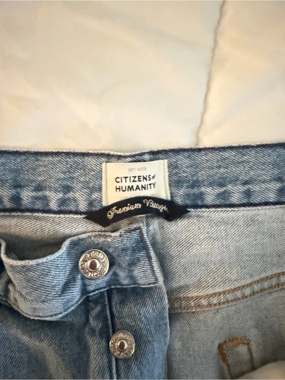 Citizens of Humanity Annabelle Long Light Wash Denim shorts
